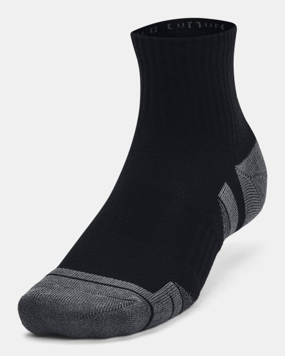 Unisex UA Performance Cotton 3-Pack Quarter Socks in Black image number 1